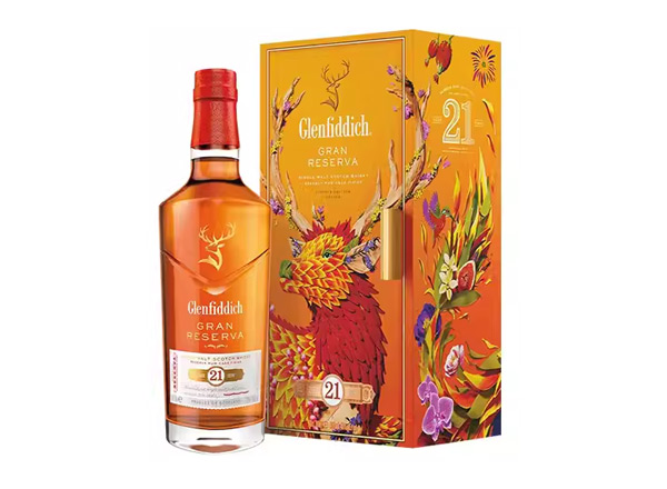 周口回收格兰菲迪21年700ml福鹿生花新年装福鹿呈祥新春礼盒装Glenfiddich苏格兰威士忌